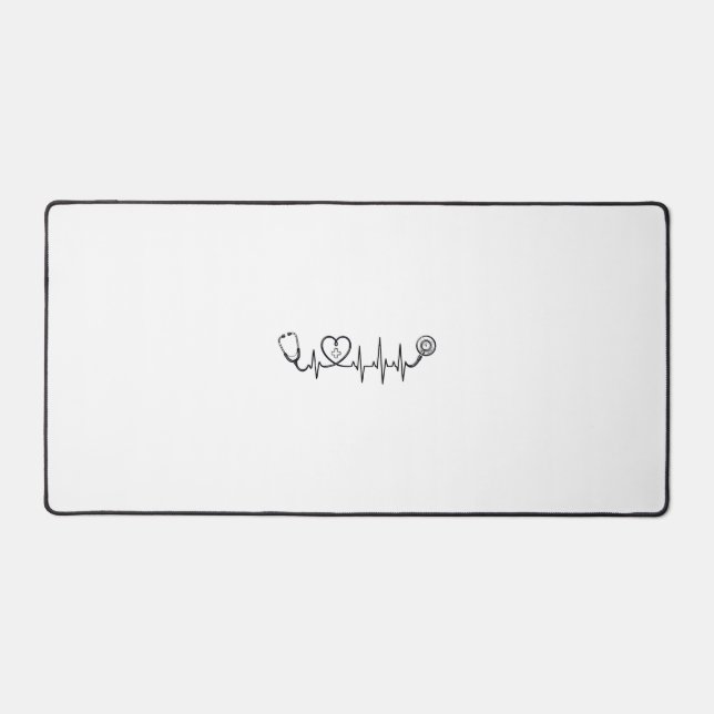 Medical Heartbeat Stethoscope Vector Shirt Design_ Desk Mat (Front)