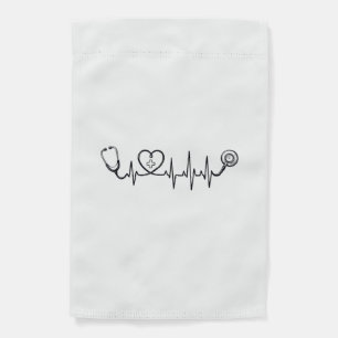 Medical Heartbeat Stethoscope Vector Shirt Design_ Garden Flag