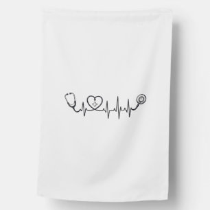Medical Heartbeat Stethoscope Vector Shirt Design_ House Flag