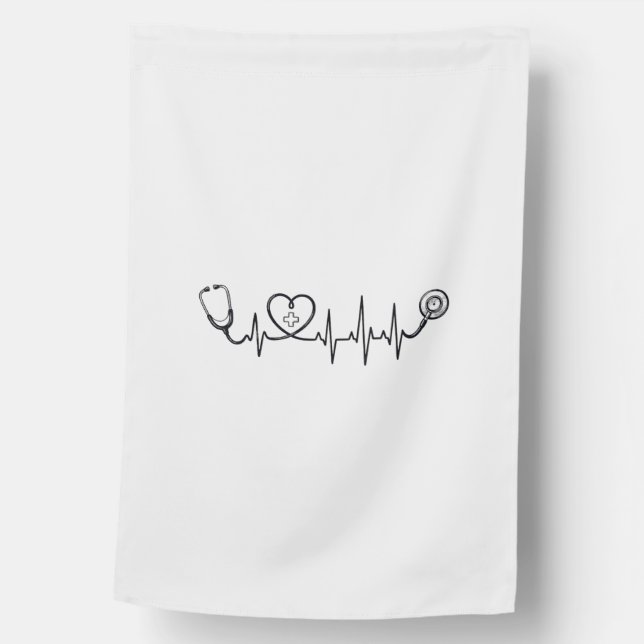 Medical Heartbeat Stethoscope Vector Shirt Design_ House Flag (Front)