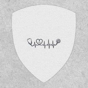 Medical Heartbeat Stethoscope Vector Shirt Design_ Patch