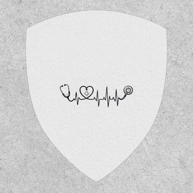 Medical Heartbeat Stethoscope Vector Shirt Design_ Patch (Front)