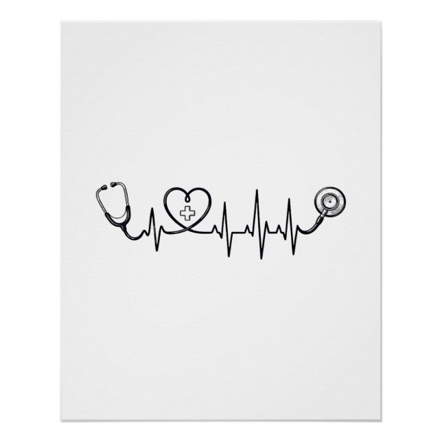 Medical Heartbeat Stethoscope Vector Shirt Design_ Poster (Front)
