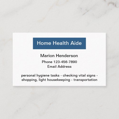 Medical Home Health Aide Business Card