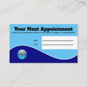 Medical hospital blue red caduceus patient appointment card