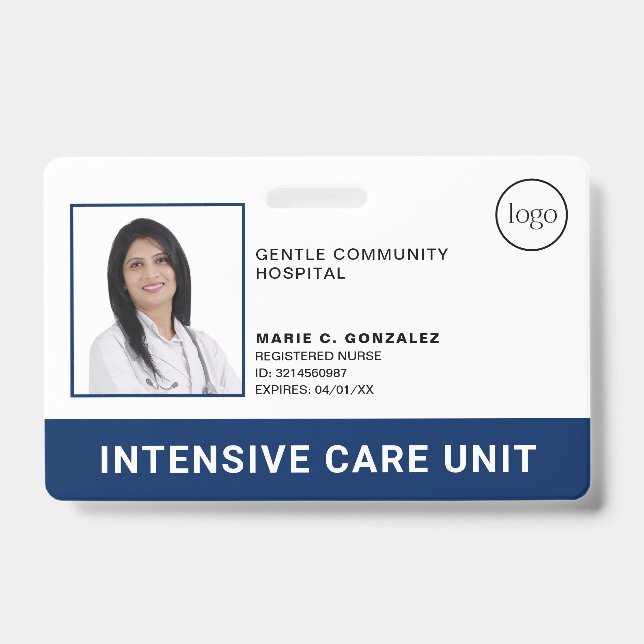 Medical Hospital Navy Blue Logo Photo ID Badge (Front)