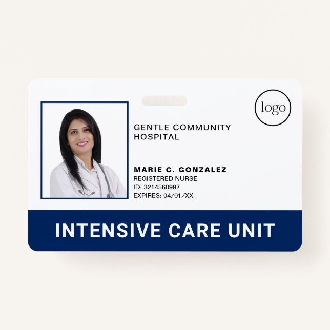 Medical Hospital Navy Blue Logo Photo ID Badge (Front)