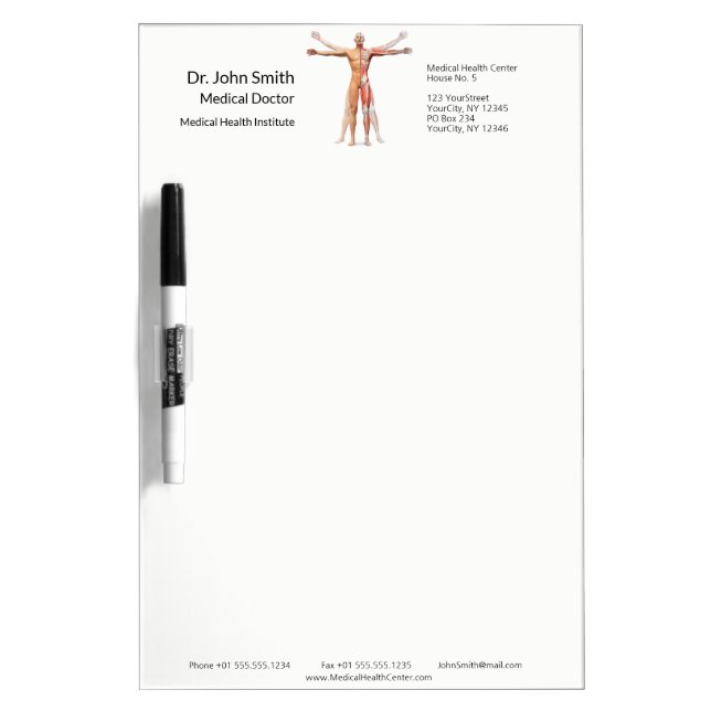 Medical Human Body Skeleton Muscle Dry Erase Board (Front)