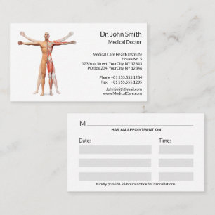 Medical Human Body Skeleton Muscles Appointment Card