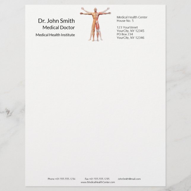 Medical Human Body Skeleton Muscles - Letterhead (Front)