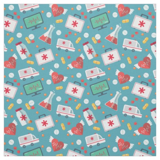 Medical Icon Pattern Fabric