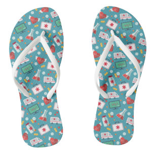 Medical Icon Pattern Flip Flops