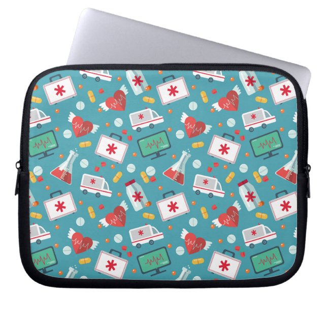 Medical Icon Pattern Laptop Sleeve (Front)