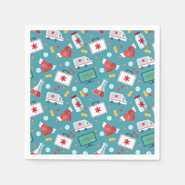 Medical Icon Pattern Napkins (Front)