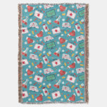 Medical Icon Pattern Throw Blanket