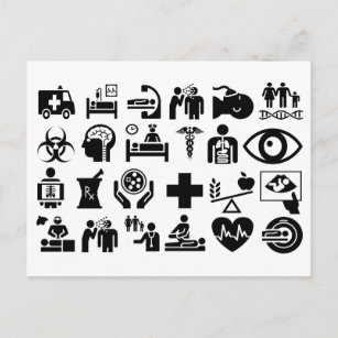 Medical Icons bold black and white design Postcard