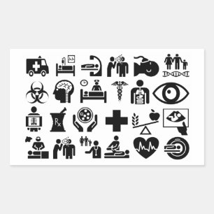 Medical Icons bold black and white design Rectangular Sticker