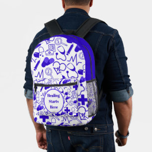 Medical Icons Pattern Customizable Healthcare Printed Backpack