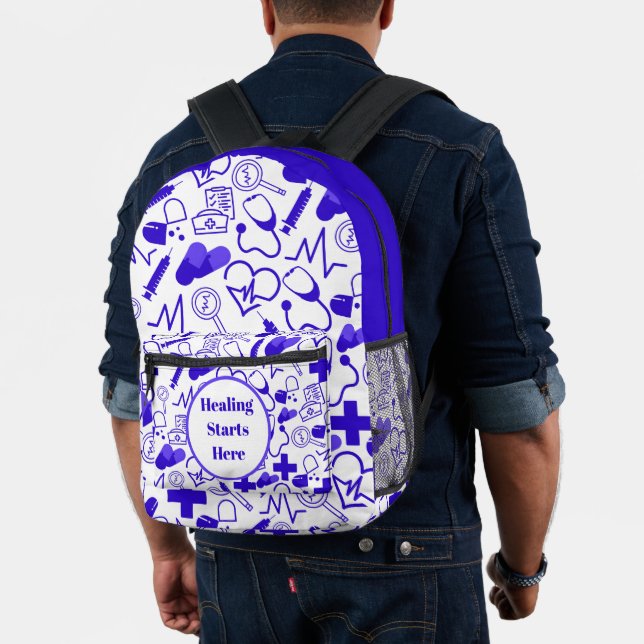 Medical Icons Pattern Customizable Healthcare Printed Backpack (Insitu (Model))