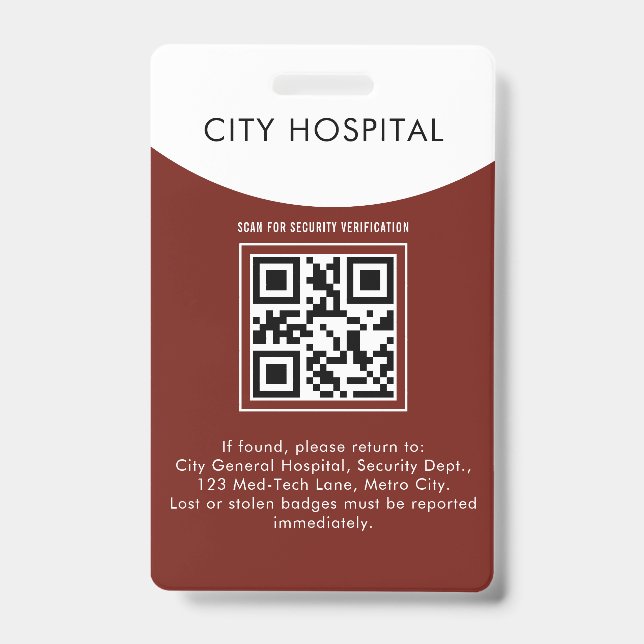Medical ID Badge – Hospital Security Access Card (Back)
