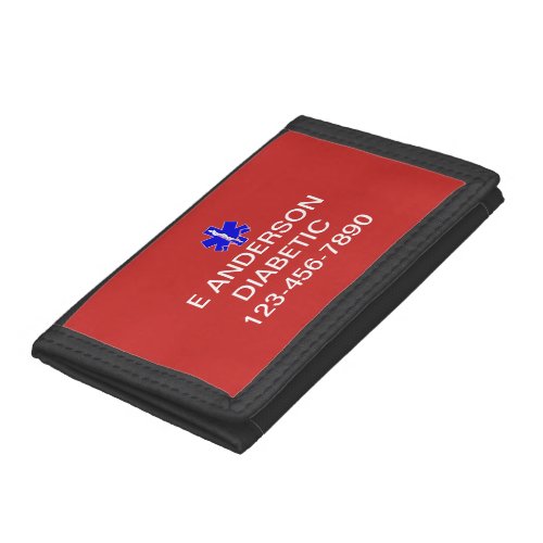 Medical Identification Emergency Information Alert Tri_fold Wallet