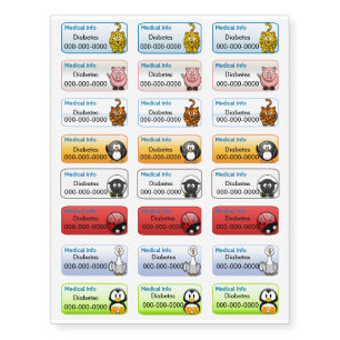 Medical Info Cute Animals Temporary Tattoos