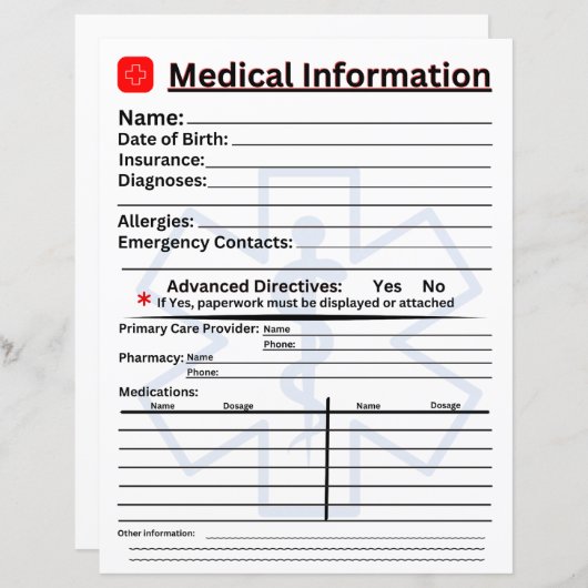 Medical Information Emergency Refrigerator (Front/Back)