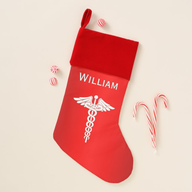 Medical Insignia Caduceus Christmas Stocking (Front)
