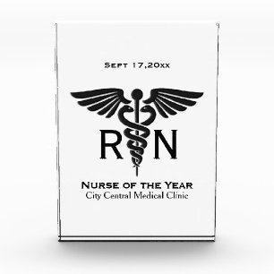 Medical Insignia Caduceus RN Nurse of the Year Acrylic Award