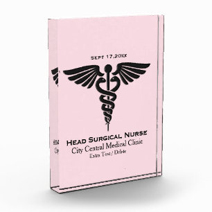 Medical Insignia Caduceus Trophy Acrylic Award