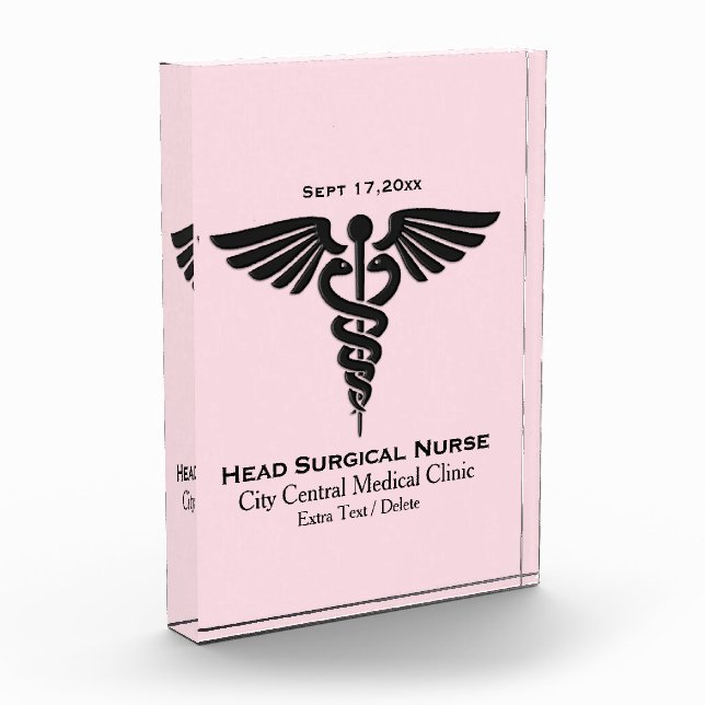 Medical Insignia Caduceus Trophy Acrylic Award (Left)