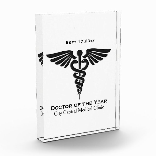 Medical Insignia Caduceus Trophy Acrylic Award (Left)