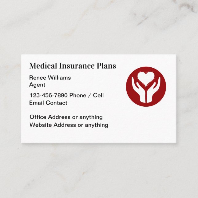 Medical Insurance Agent Business Cards (Front)