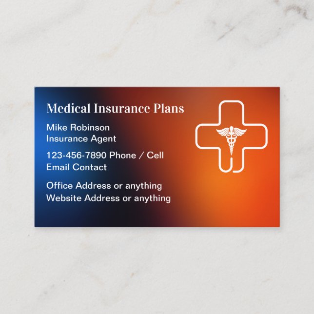 Medical Insurance Colorful Business Cards (Front)