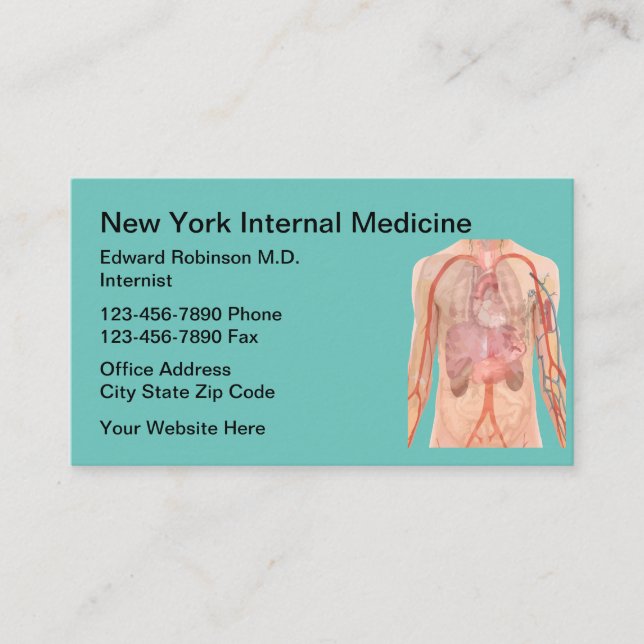 Medical Internist Theme Business Card (Front)