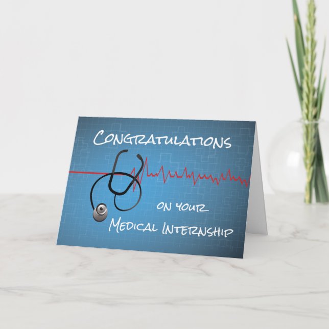 Medical Internship Congratulations, Stethoscope on Card (Front)