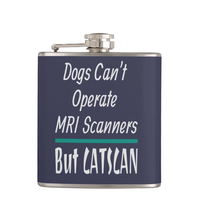 Medical Joke Dogs and Cats Dad Joke Funny Flask (Front)