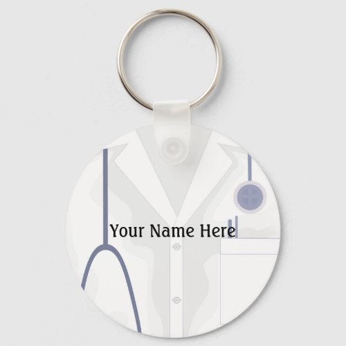 Medical Lab Coat Jacket Button Keychain