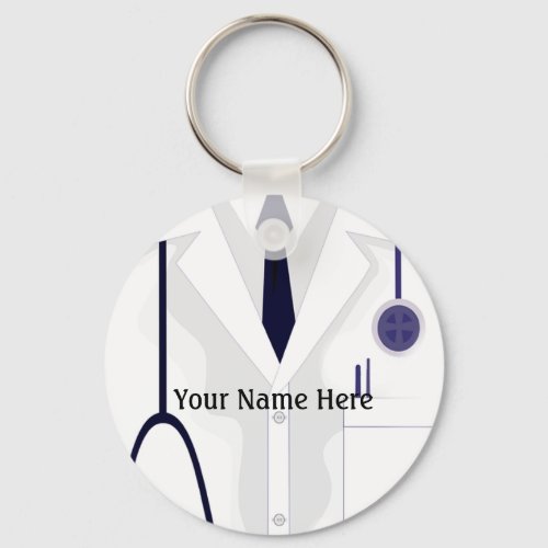 Medical Lab Coat Jacket Doctor Button Keychain