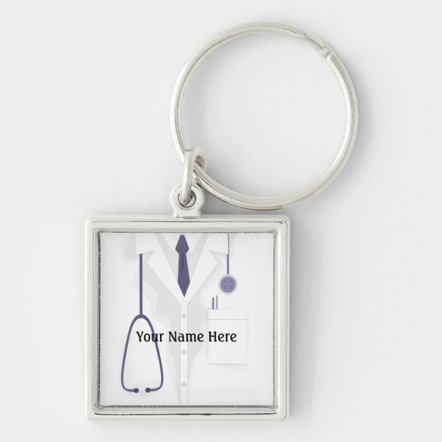 Medical Lab Coat Jacket Doctor Premium Keychain (Front)