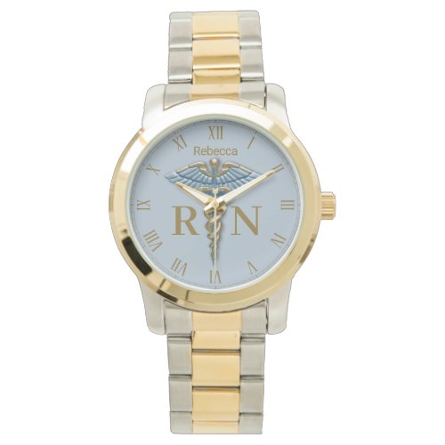 Medical Light Blue Caduceus Registered Nurse RN Watch