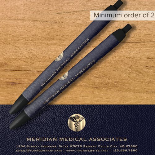 Medical Logo Blue Gold Ink Pe Black Ink Pen