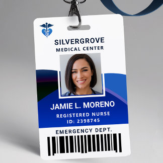 Medical Logo Clinic Hospital Blue Photo Nurse ID Badge