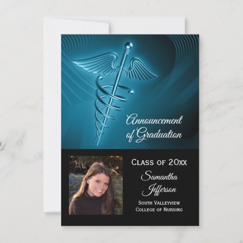 Medical Logo Photo Graduation Invite, Any Year