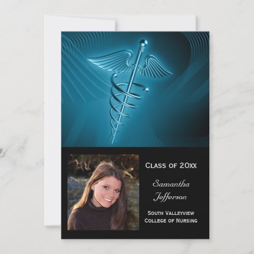 5x7 Medical Logo Photo Graduation Invite