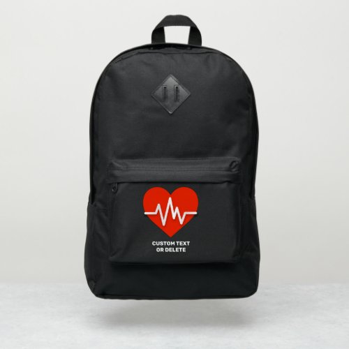 Medical Logo Red Heart EKG Heartbeat Nurse Doctor Port Authority Backpack