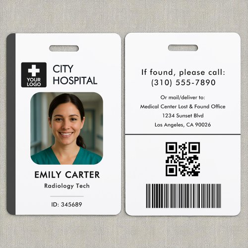 Medical Logo Technician Nurse Grey ID Photo Badge