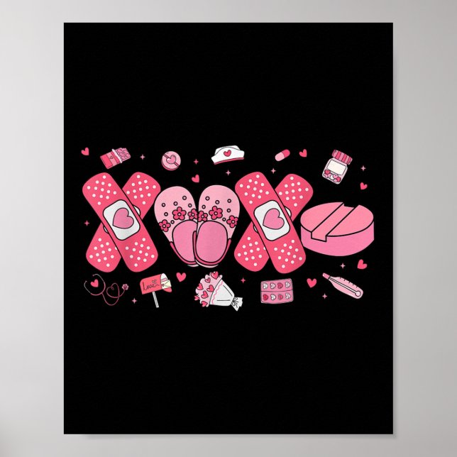 Medical Lovely Checkered Heart Nurse Valentine Poster (Front)