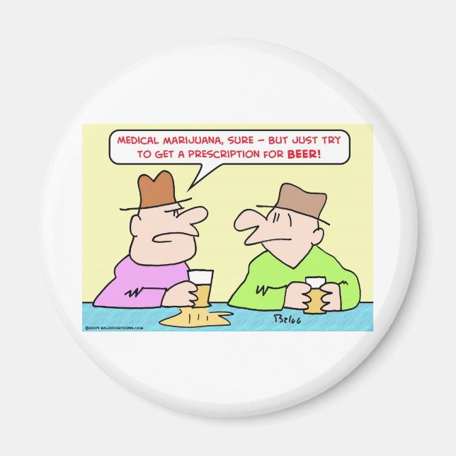 medical marijauana beer prescription magnet (Front)