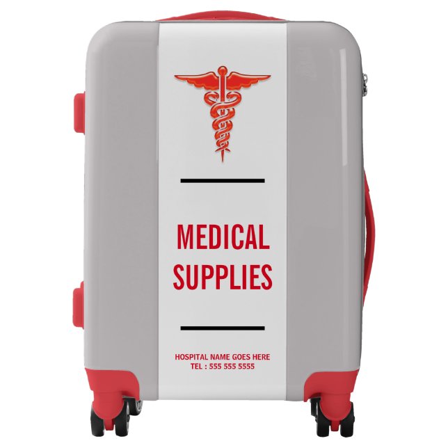 Medical medicine supplies emergency caduceus luggage (Front)